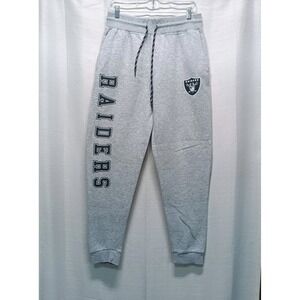 NFL Team Apparel Raiders Jogger Pants Unisex M Gray Logo Athletic Sweatpants